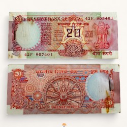 Rs 20 Chakra Issue Signed By R N Malhotra Inset B Serial Bundle Unique and Rare