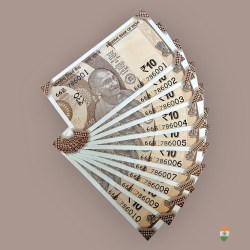 Rs 10 India Banknote Holy Fancy Set 786001 to 786010 Gem Unc Unique and Rare