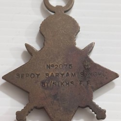 Alternative view of British India Army World War 1 1914-15 Named Medal Genuine #3