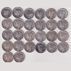 26 Different Date America One Dime "Mercury Dime" Rare Silver Coin ( 26 Coin Set ) #C-18