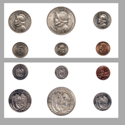 1974 PANAMA SILVER 6 COIN PROOF SET INCLUDED 1 COIN SILVER .900 WEIGHT 26.73g RARE SET WITH BOX MINTED BY UNITED STATE