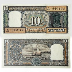 D11 Rs 10 India Banknote Signature series Signed by L K Jja Inset Plain 1967 Issue Unc Unique and Rare