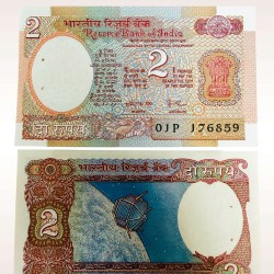 B 30 Rs 2 India Banknote Signature Series Signed By Amitabh Gosh Inset A 1985 Issue Unc Unique and Rare
