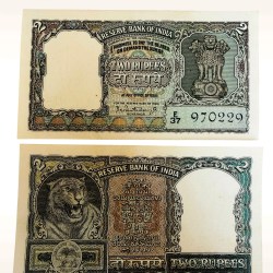B 6 Rs 2 India Banknote Signature Series Signed By P. C Bhattacharya Inset Plain 1967 Issue