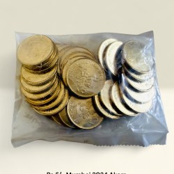 Rs 5 Rupee New Coin RBI Small Coin 75 Year Of Independence 25 Coin Packet India Issue 2024 Mumbai Mint AKAM Issue