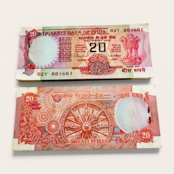 Rs 20 Chakra Issue Signed By C Rangarajan Inset B Serial Bundle Unique and Rare