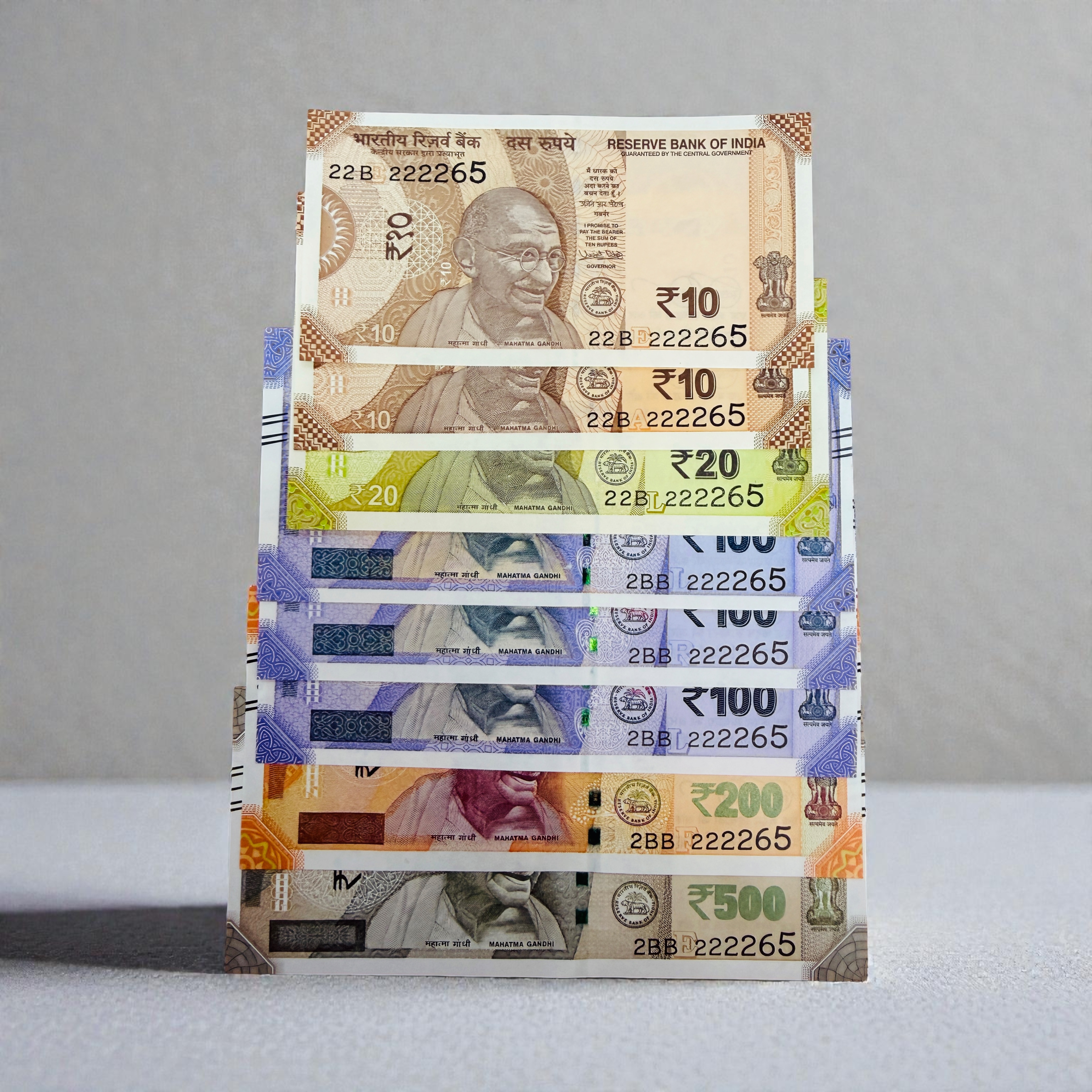 Rs 10 to 500 India Banknote Ultra Unique set 22B 222265 Unc Unique and Rare