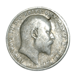 Alternative view of UNITED KINGDOM GREAT BRITAIN Silver THREE PENCE Year 1910 King EDWARD-VII in High Collectable Grade.