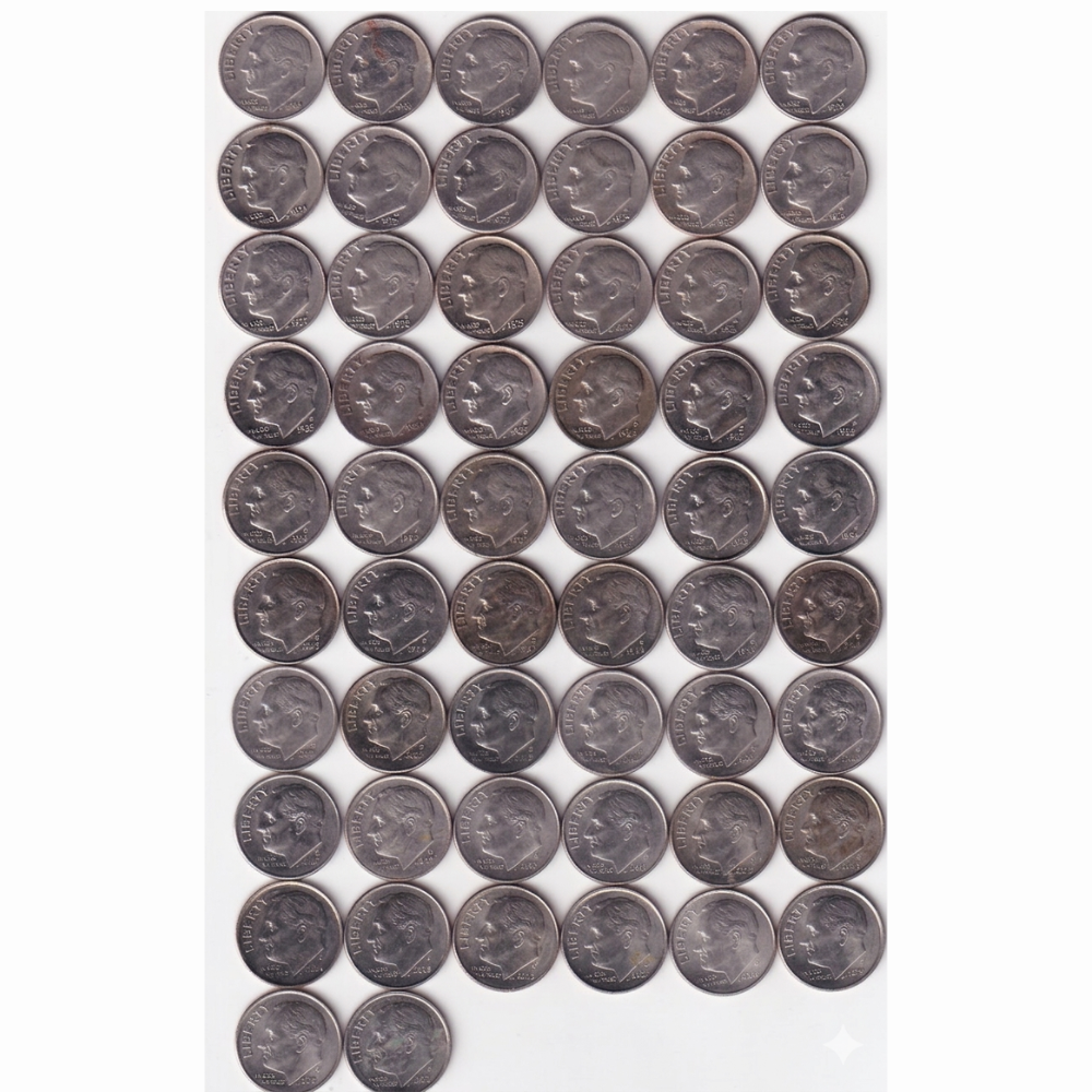56 Different Date America One Dime "Roosevelt Dime" Rare Copper-Nickle Coin ( 56 Coin Set ) #C-19