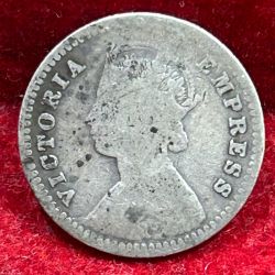 Alternative view of India - British 2 Annas 1901 - Victoria Rare Silver Coin # E-238
