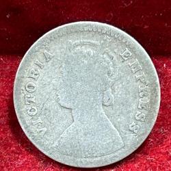 Alternative view of India - British 2 Annas 1888 - Victoria Rare Silver Coin # E-242