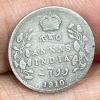 British-India 2 Annas 1910 (Edward VII) Rare Silver Coin #E-257