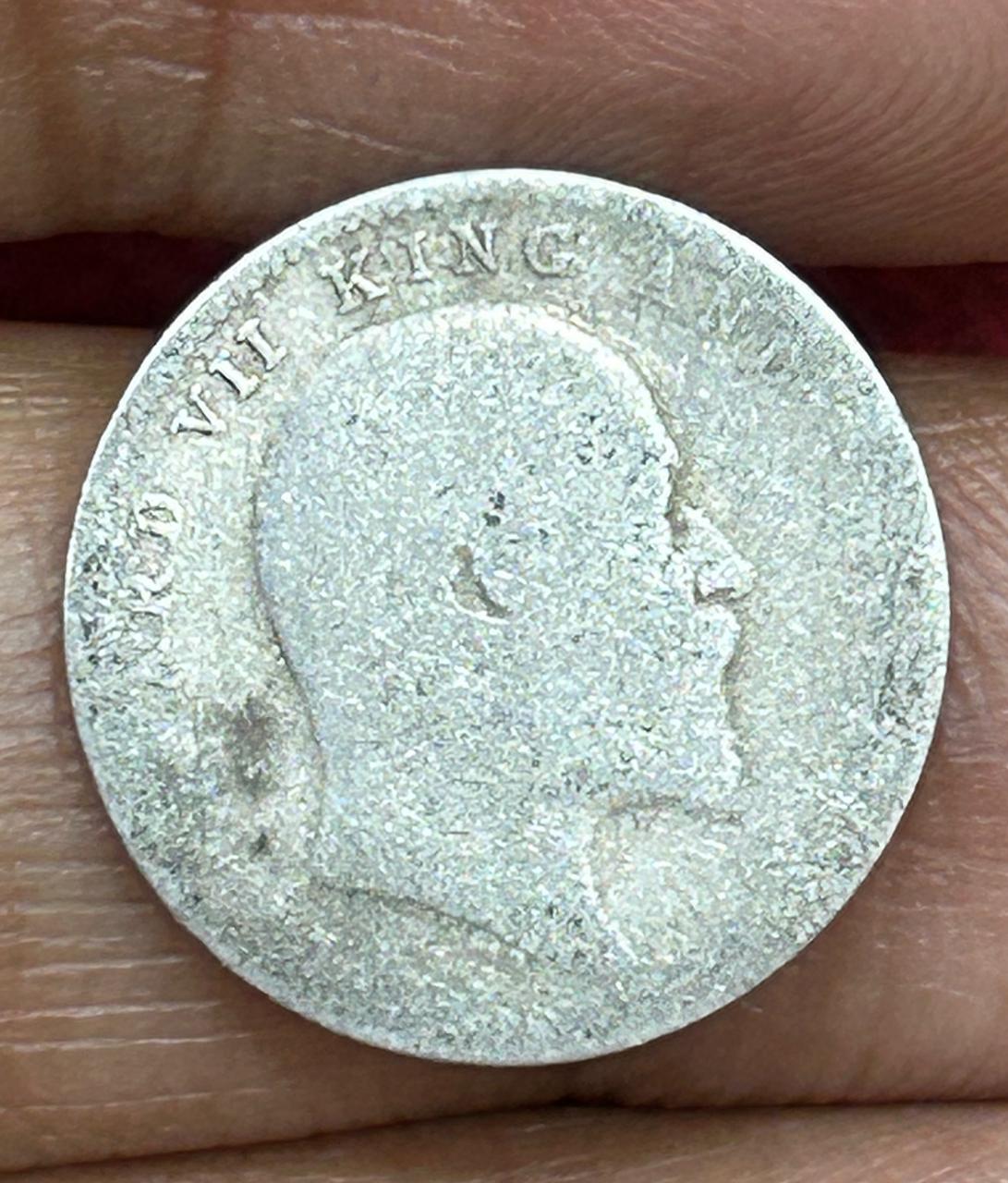 British-India 2 Annas 1907 (Edward VII) Rare Silver Coin #E-252 - Image 2