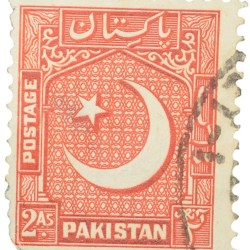 Old Postal Stamp of Pakistan (AD 1953) Red Colour 2 Annas Used Condition as per Image, Rare.