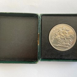 Alternative view of 1951 Festival of Britain George VI Five Shilling Crown Coin With Box