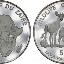 Reproduction Coin - 500 Zaires Silver Plated Wildlfie of Africa Coin