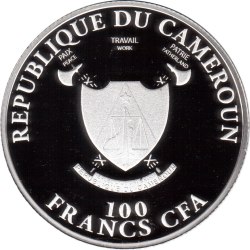 Alternative view of Reproduction Coin - Black Panther 100 Francs CFA Cameroun Silver Plated Color Coin