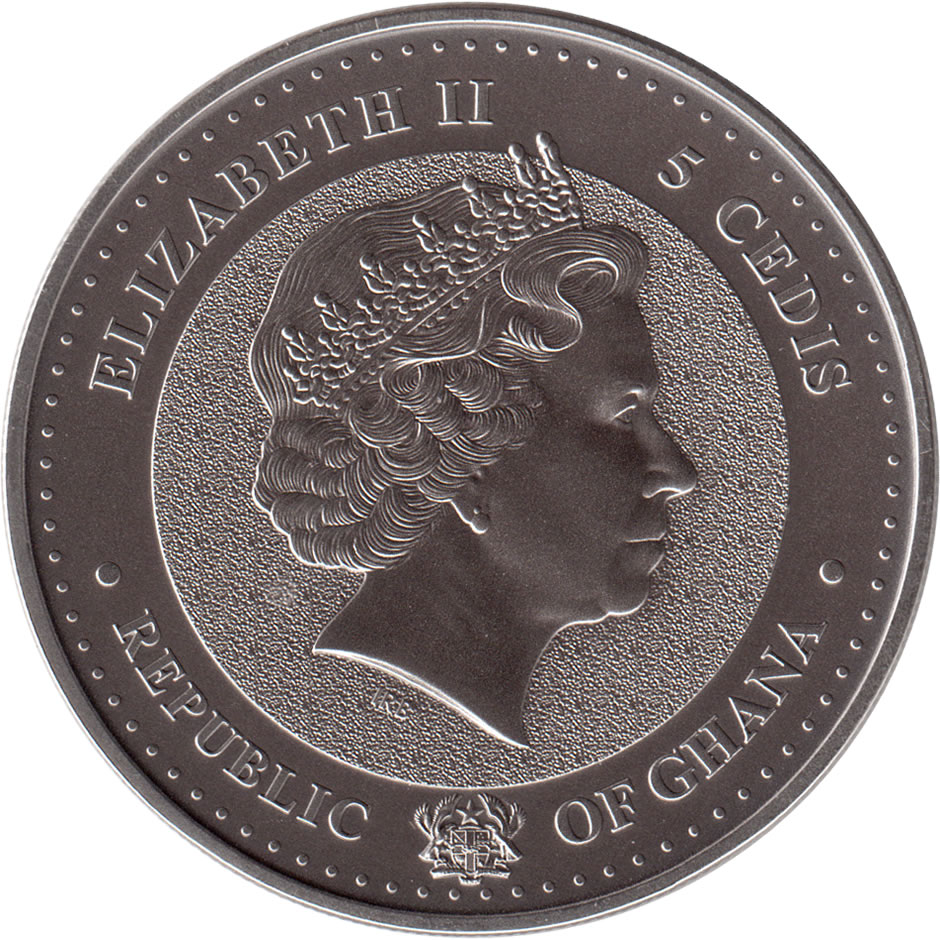Reproduction Coin - 5 Cedis Parrot Ghana Silver Plated Coin