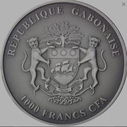 Alternative view of Reproduction Coin - Giraffe 1000 Francs Gabonaise Silver Plated Coin