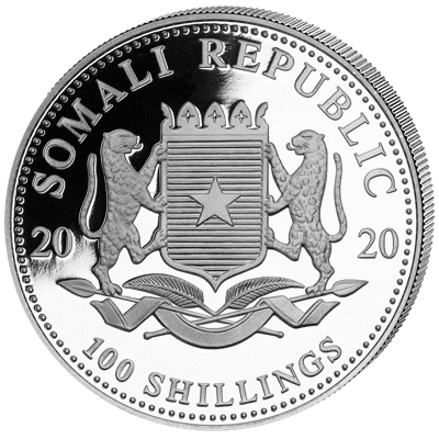 Reproduction Coin - African Wildlife Elephant Silver Plated Somali 100 Shillings Coin
