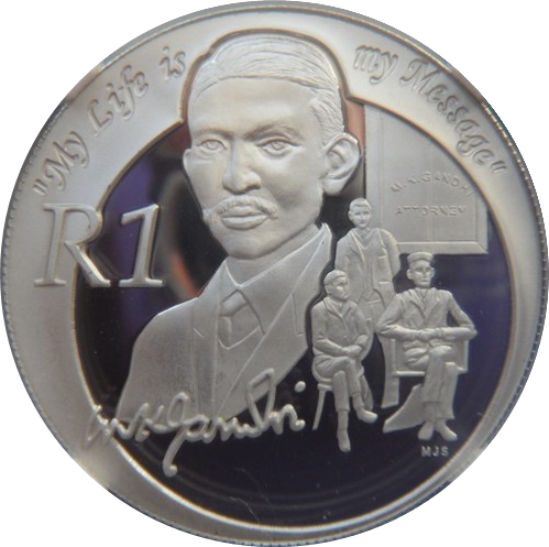 Reproduction Coin - M K Gandhi South Africa Silver Plated Coin
