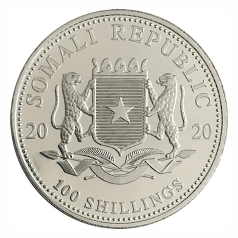 Reproduction Coin –Somali 100 Shillings 2020- African Wildlife Elephant Silver Plated Commemorative UNC Coin