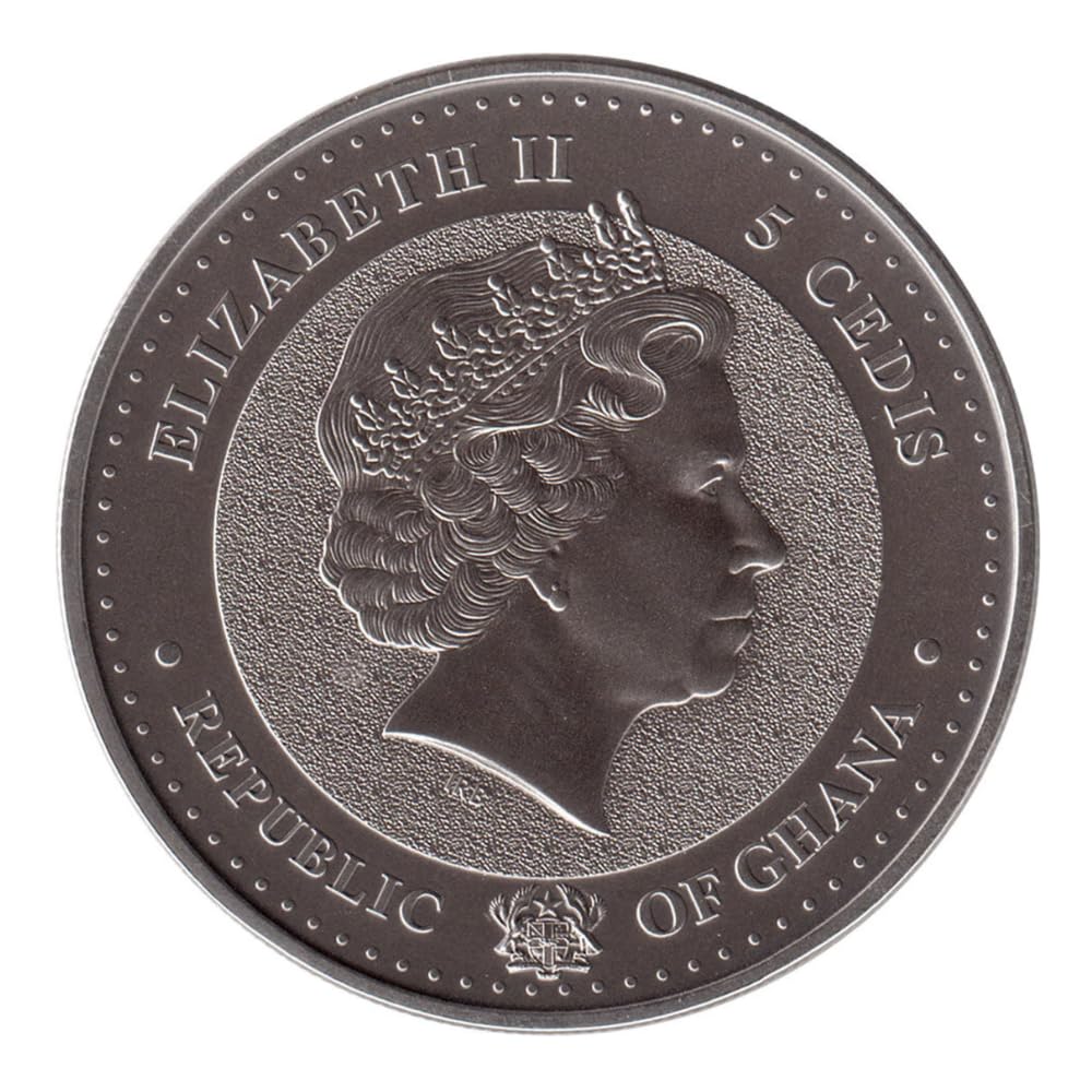 Reproduction Coin - Ghana 5 Cedis 2016 Elizabeth II Bullion Coinage Parrot Commemorative UNC Beautiful Rare Coin