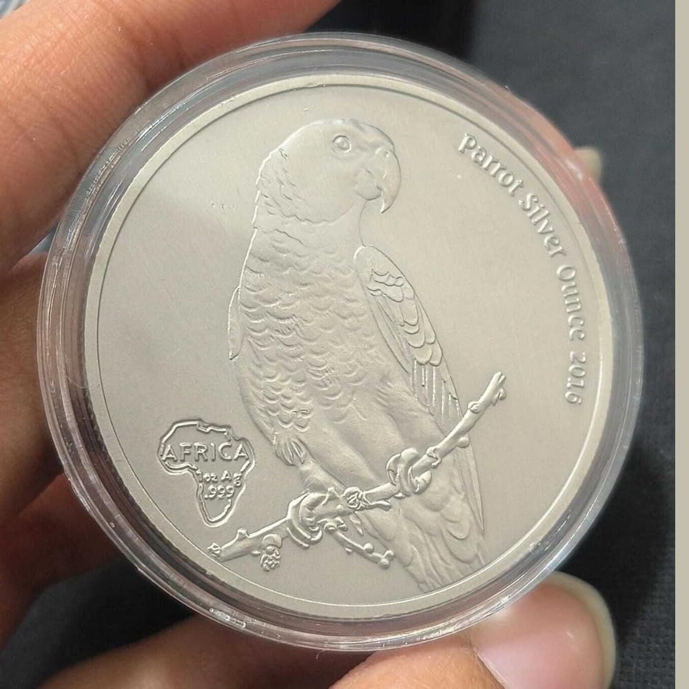 Reproduction Coin - Ghana 5 Cedis 2016 Elizabeth II Bullion Coinage Parrot Commemorative UNC Beautiful Rare Coin