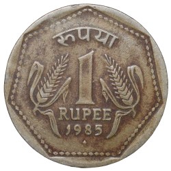 Copper-Nickel 1 Rupee of Republic India (AD 1985) of Bombay Mint Security Edge