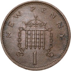 Alternative view of Bronze 1 New Penny of Elizabeth II (AD 1978) from United Kingdom