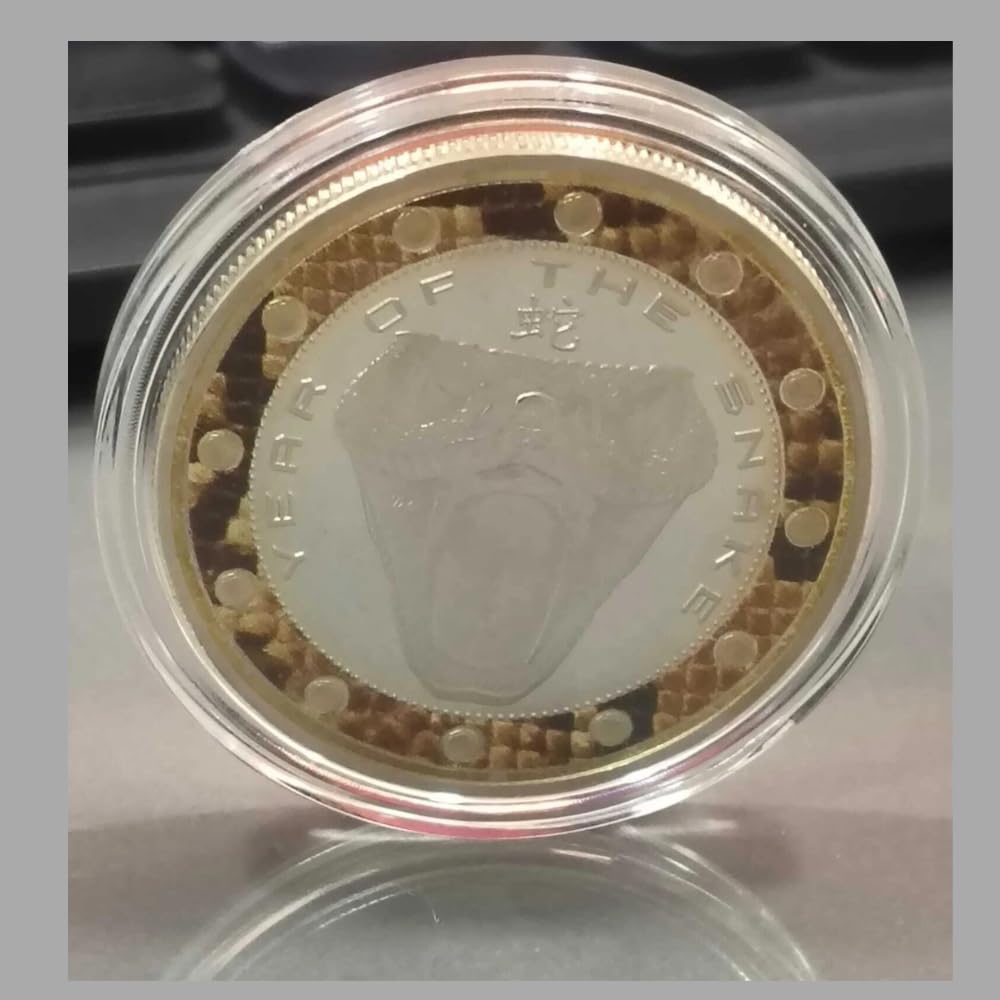 Reproduction Coin - Niue One Dollar 2013 - Elizabeth II Year of the Snake, Commemorative UNC Beautiful Colored Rare Silver Plated Coin