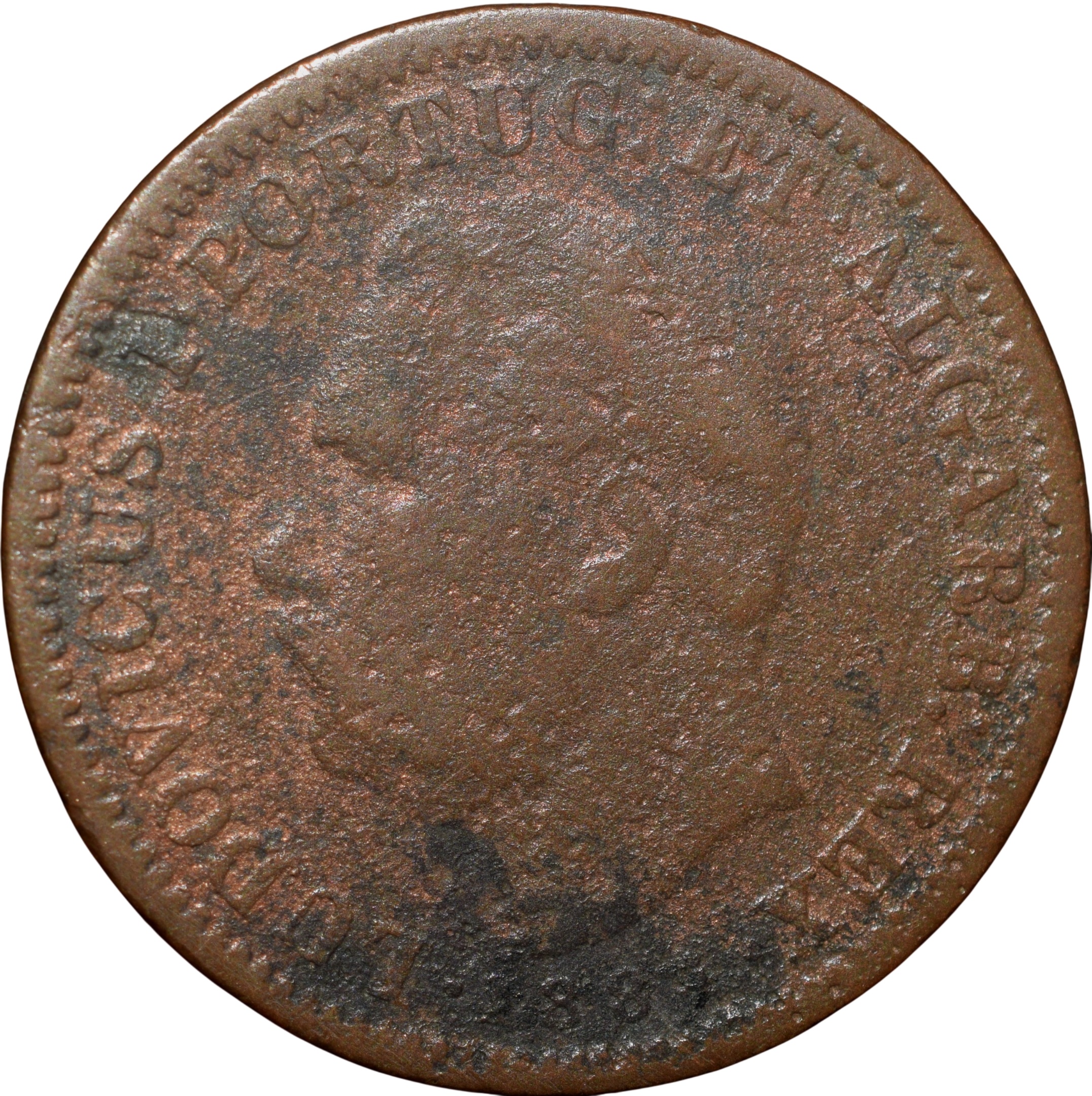 Copper 1/4 Tanga of Ludovicus I(AD 1884) of Indo-Portugal KM # 308 Scarce