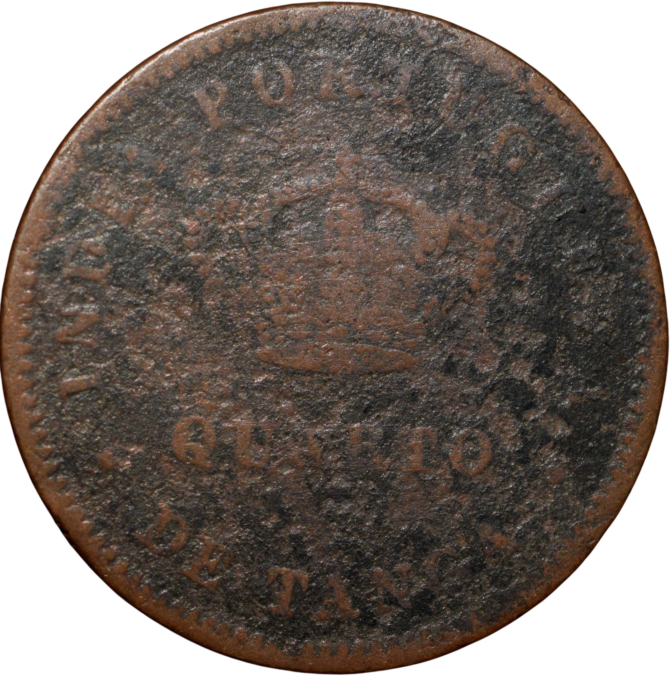 Copper 1/4 Tanga of Ludovicus I(AD 1884) of Indo-Portugal KM # 308 Scarce - Image 2