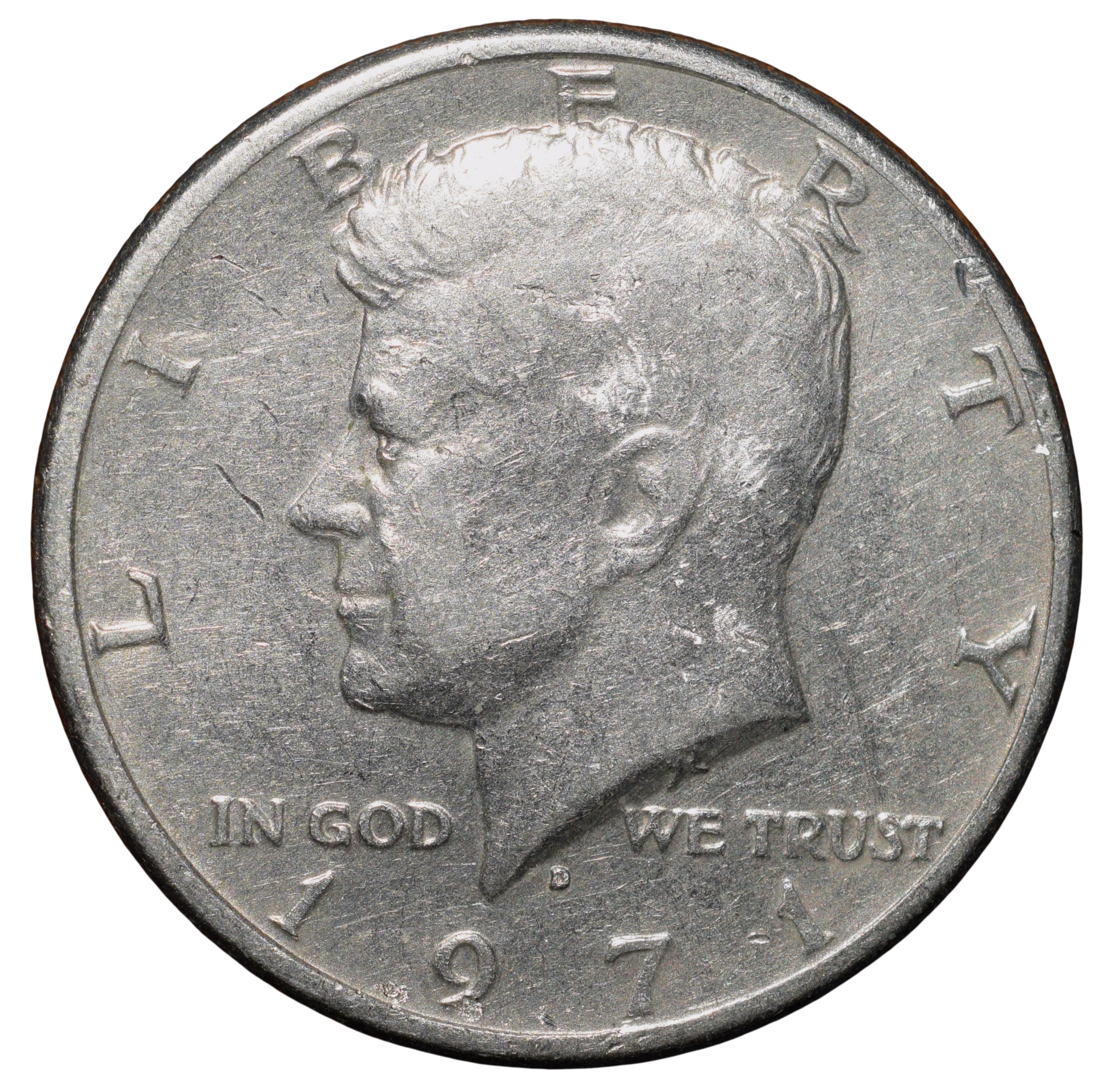 Copper-Nickel 1/2 Dollar of USA (AD 1971) with Portrait of John F. Kennedy - Image 2