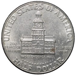 Copper-Nickel 1/2 Dollar of USA (AD 1976) Commemorative issue - Bicentenary of the United States Declaration of Independence 1776-1976 About UNC Grade