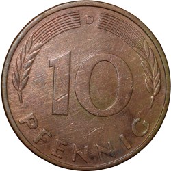 Alternative view of Brass 10 Pfennig of Germany (AD 1985) with Oak Sapling
