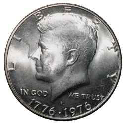 Alternative view of Copper-Nickel 1/2 Dollar of USA (AD 1976) Commemorative issue - Bicentenary of the United States Declaration of Independence 1776-1976 UNC Grade