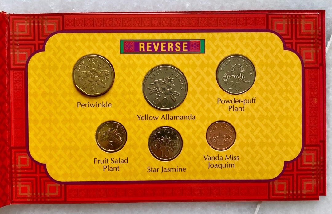 1997 Singapore Uncirculated 6 Coin Set With Beautiful Folder Packaging