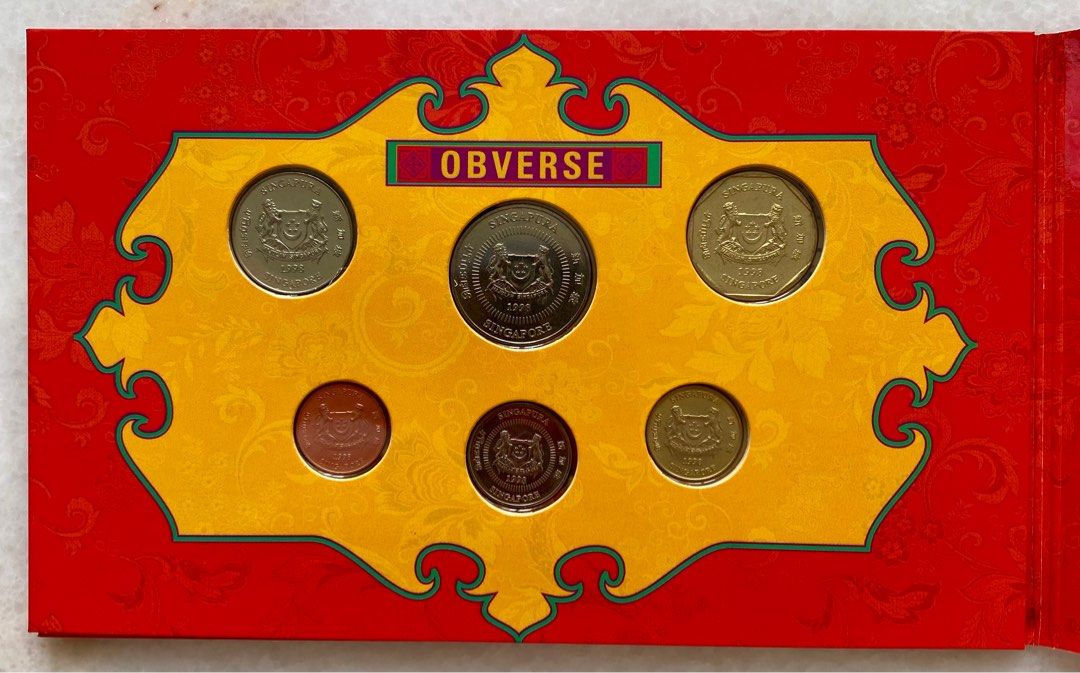 1998 Singapore Uncirculated 6 Coin Set With Beautiful Folder Packaging