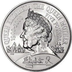 Alternative view of United Kingdom 2000 UK Coin 5 Pounds Crown BU Queen Mother Centenary Unique and Rare