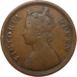 Copper 1/2 Pice of Victoria Queen (AD 1862) of Calcutta Mint Scarce