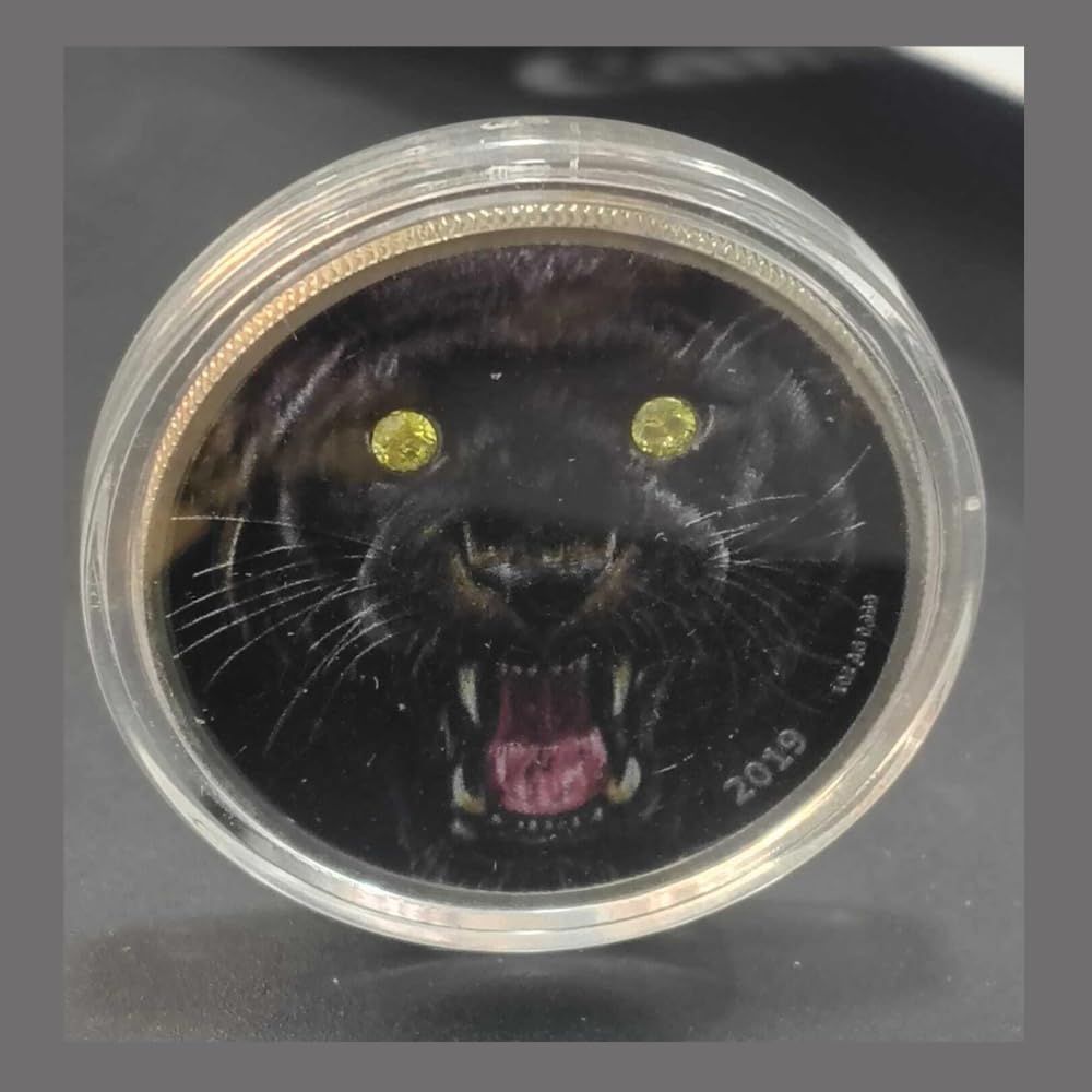 Reproduction Coin - Cameroon 100 Francs CFA 2019 Black Panther Commemorative UNC Beautiful Rare Silver Plated Coin
