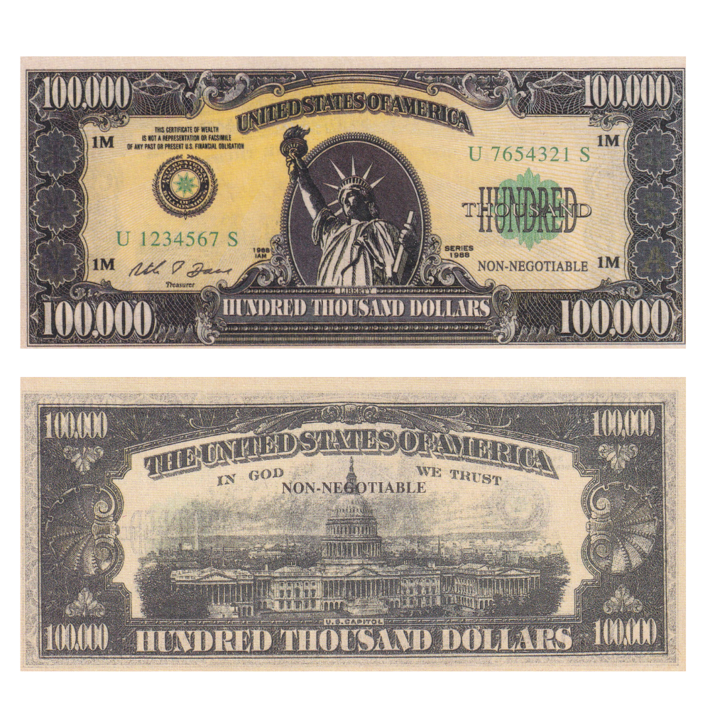 One Lac Dollar Bill With Certificate Rare Set#B2 - Image 2