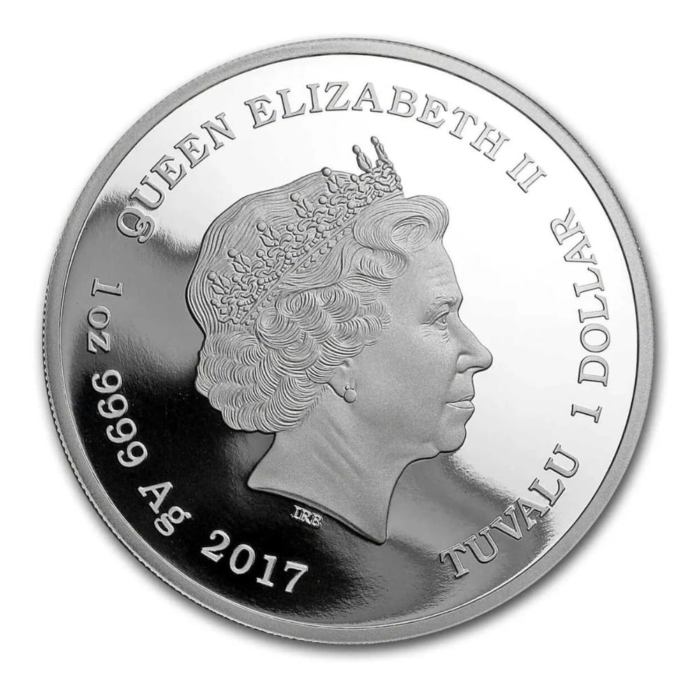Reproduction Coin - Tuvalu 1 Dollar 2017 - Elizabeth II Saltwater Crocodile Commemorative UNC Beautiful Coloured Rare Silver Plated Coin