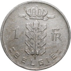 Alternative view of Old Copper-Nickel 1 Franc of Baudouin I (AD 1952) of Belgium Country