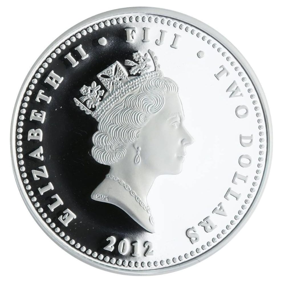 Reproduction Coin - Fiji 2 Dollars 2012 - Elizabeth II Muhammad Ali Commemorative UNC Beautiful Coloured Rare Silver Plated Coin
