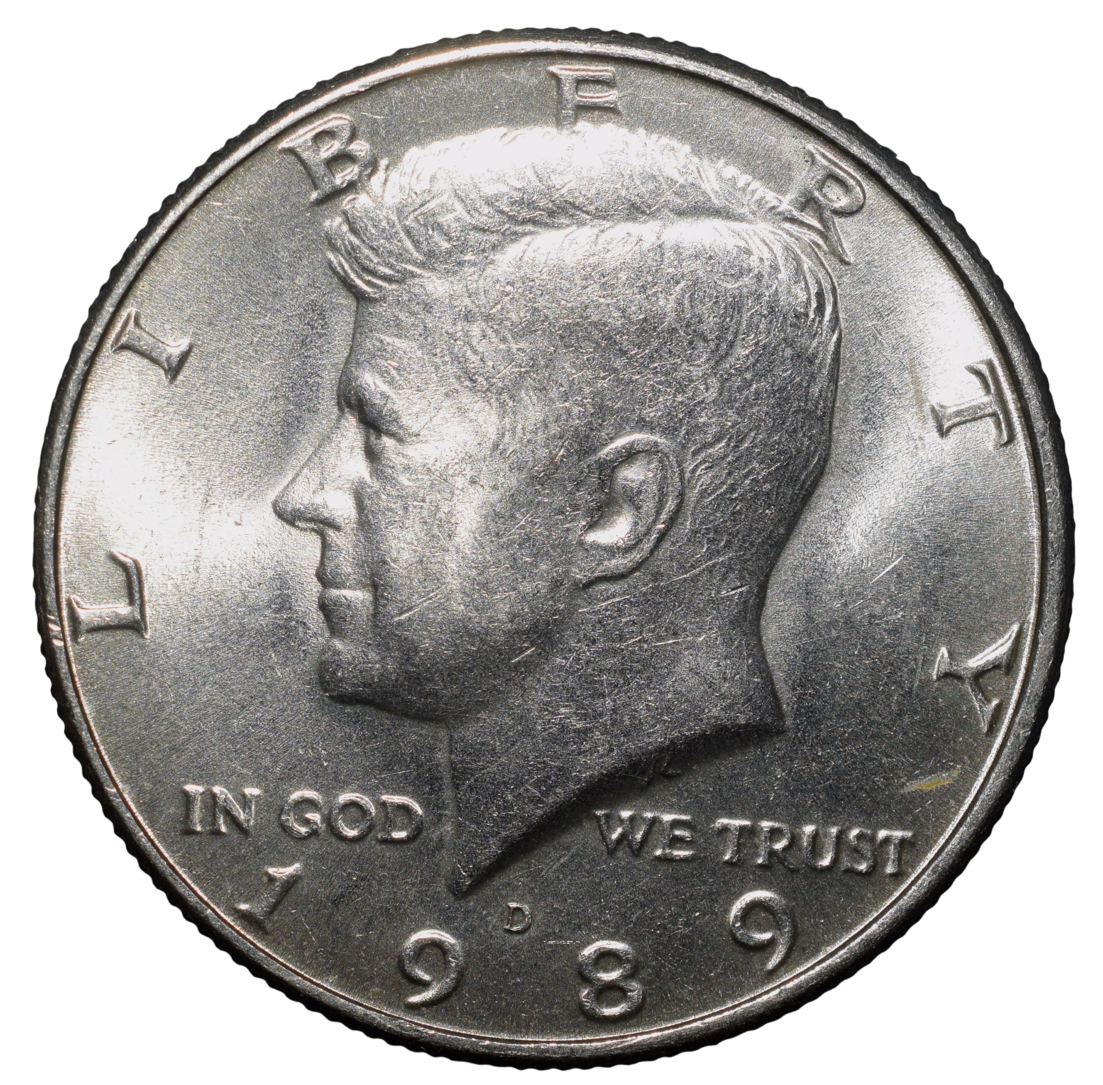 Copper-Nickel 1/2 Dollar of USA (AD 1989) with Portrait of John F. Kennedy UNC Grade - Image 2