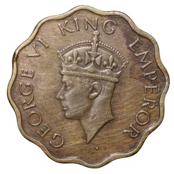 Nickel-Brass 1 Anna of George VI (AD 1943) of Calcutta Mint