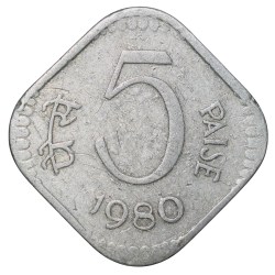 Aluminium 5 Paise of Republic India (AD 1980) of Calcutta Mint Rare Date