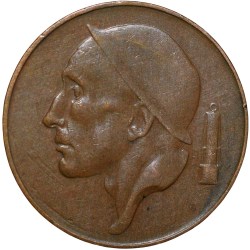 Old Bronze 50 Centimes of Belgium Country (AD 1953) with A Miner Scarce